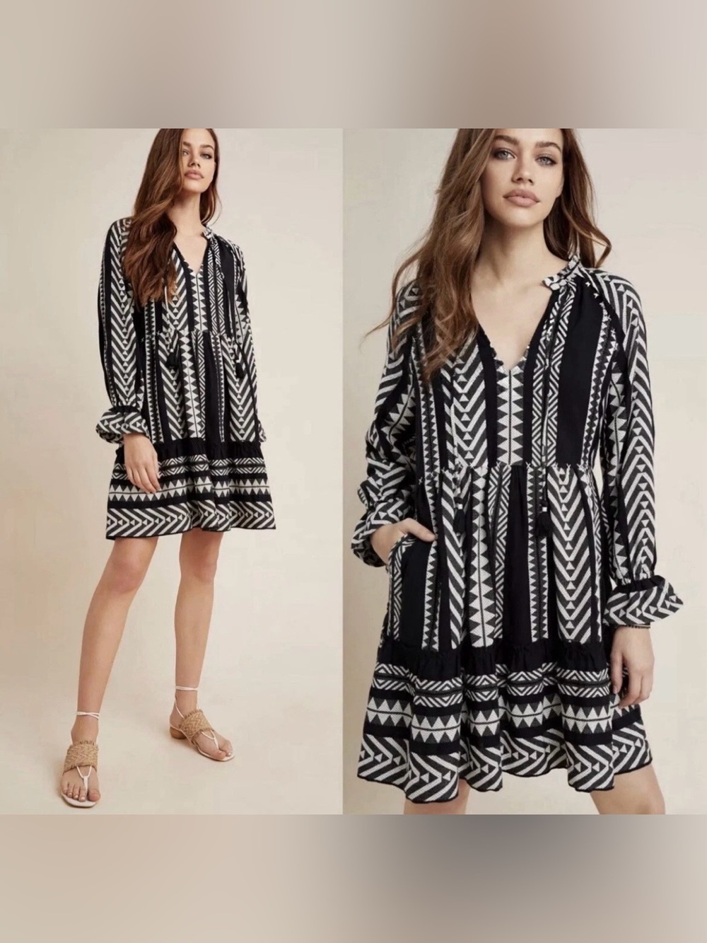 Maeve Anthropologie Boho Midsummer V Neck Tunic Dress Size S